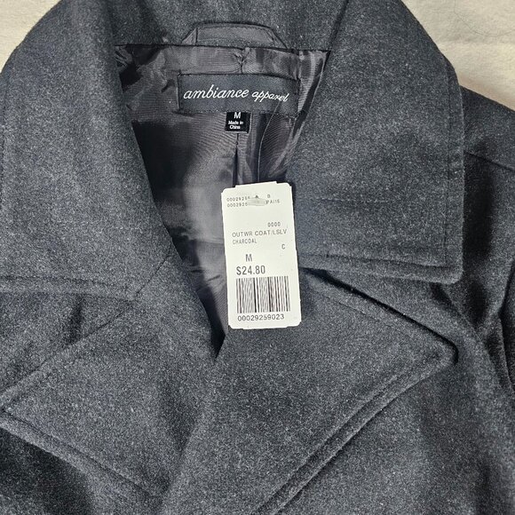 NEW Ambiance Apparel Charcoal Gray Women's Peacoat - Size Medium - Picture 4 of 7